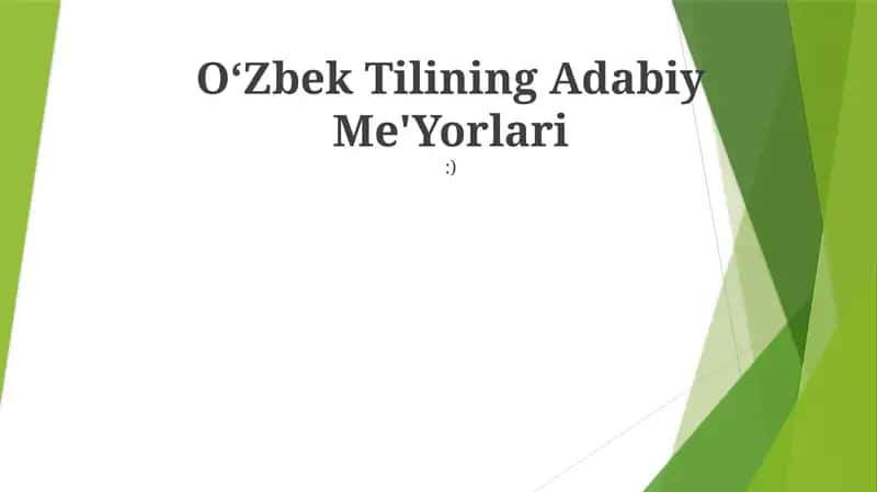 OʻZbek Tilining Adabiy Me'Yorlari 1