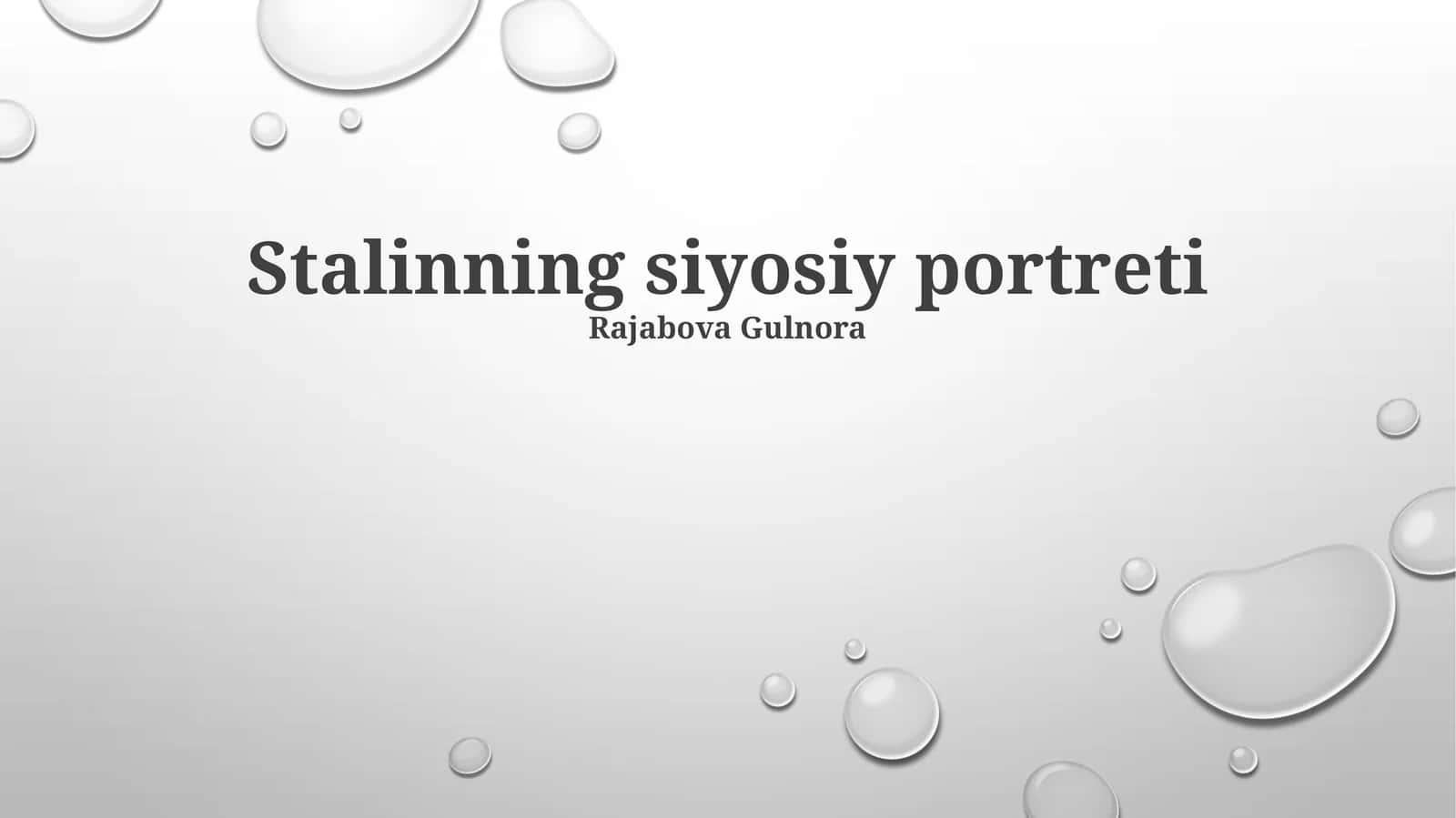Stalinning siyosiy portreti 1