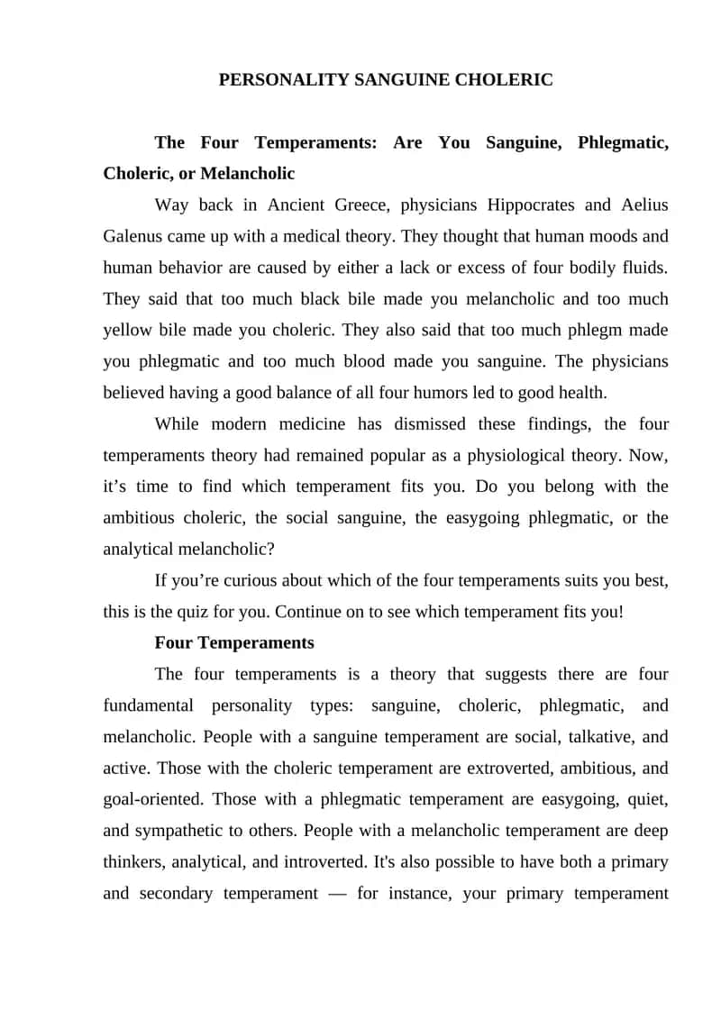 The Four Temperaments 1