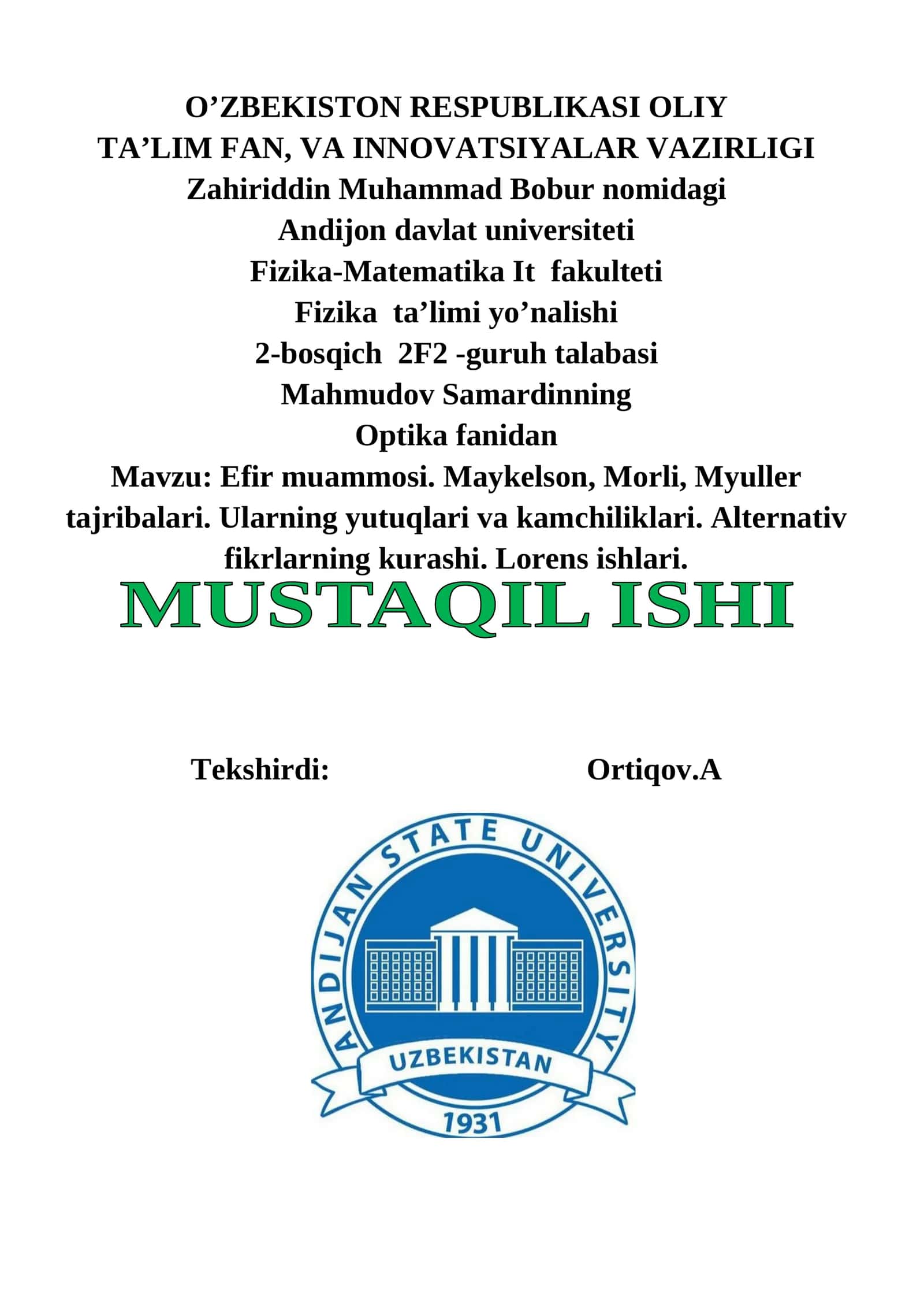 Efir muammosi 1