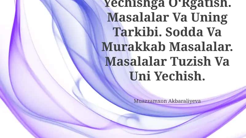 Arifmetik Masalalar Yechishga O'rgatish 1