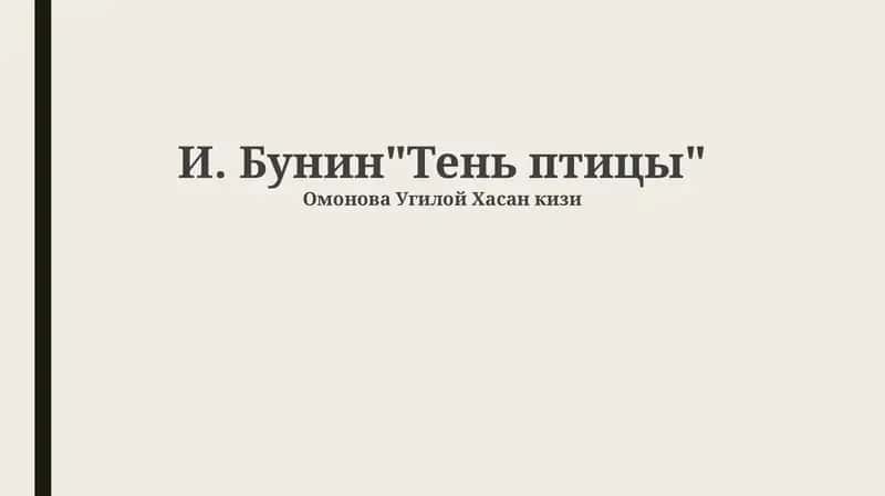 "Тень птицы: сюжет и композиция" 1
