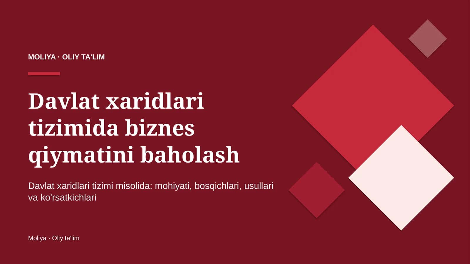 Moliya Oliy Ta'llim 1