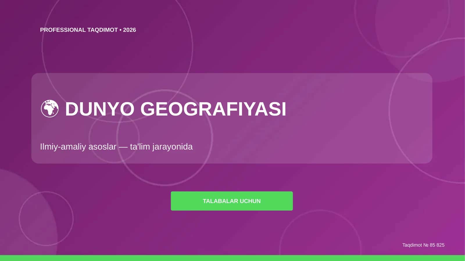 DUNYO GEOGRAFIYASI 1