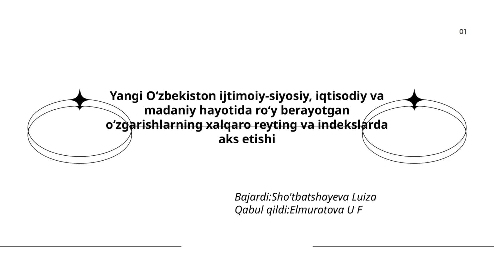 Yangi O‘zbekiston ijtimoiy-siyosiy, iqtisodiy va madaniy hayotida roʻy berayotgan oʻzgarishlarning xalqaro reyting va indekslarda aks etishi 1