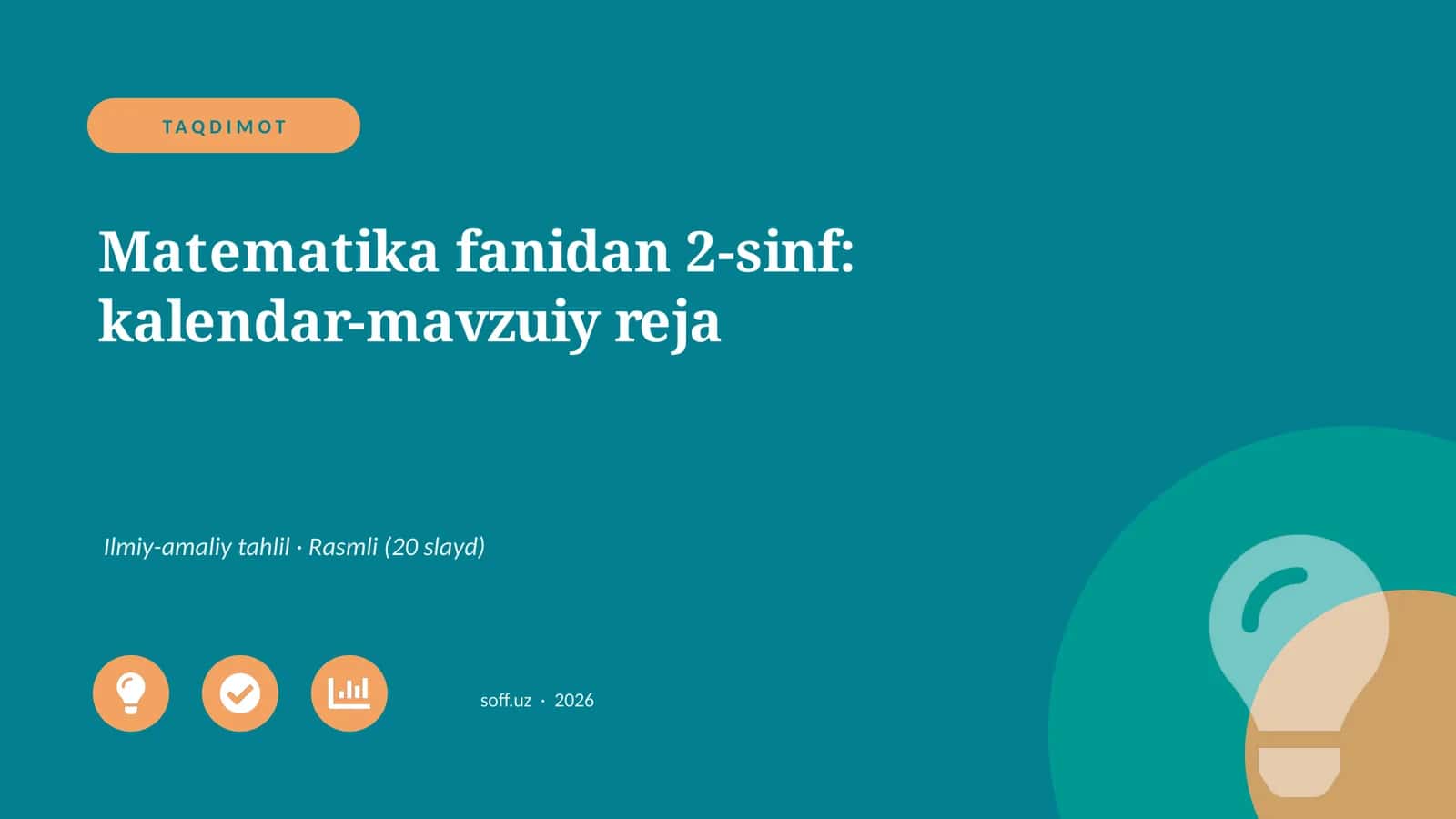 Matematika fanidan 2-sinf: kalendar-mavzuiy reja 1