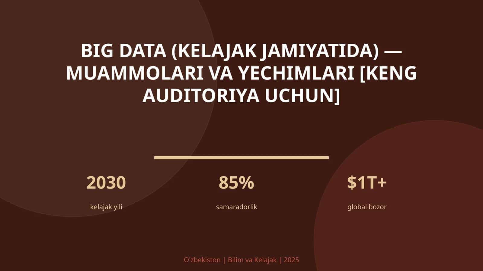 BIG DATA (KELAJAK JAMIYATIDA) — MUAMMOLARI VA YECHIMLARI 1