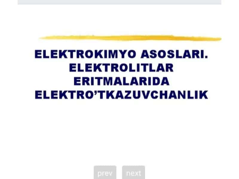 ELEKTROKIMYO ASOSLARI 1