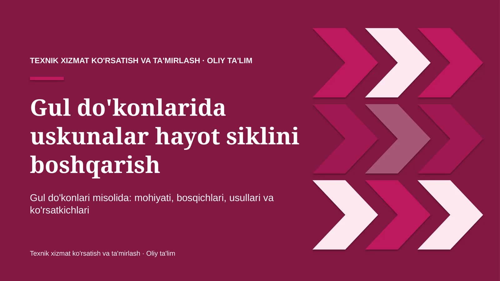 Gul do'konlarida uskunalar hayot siklini boshqarish 1