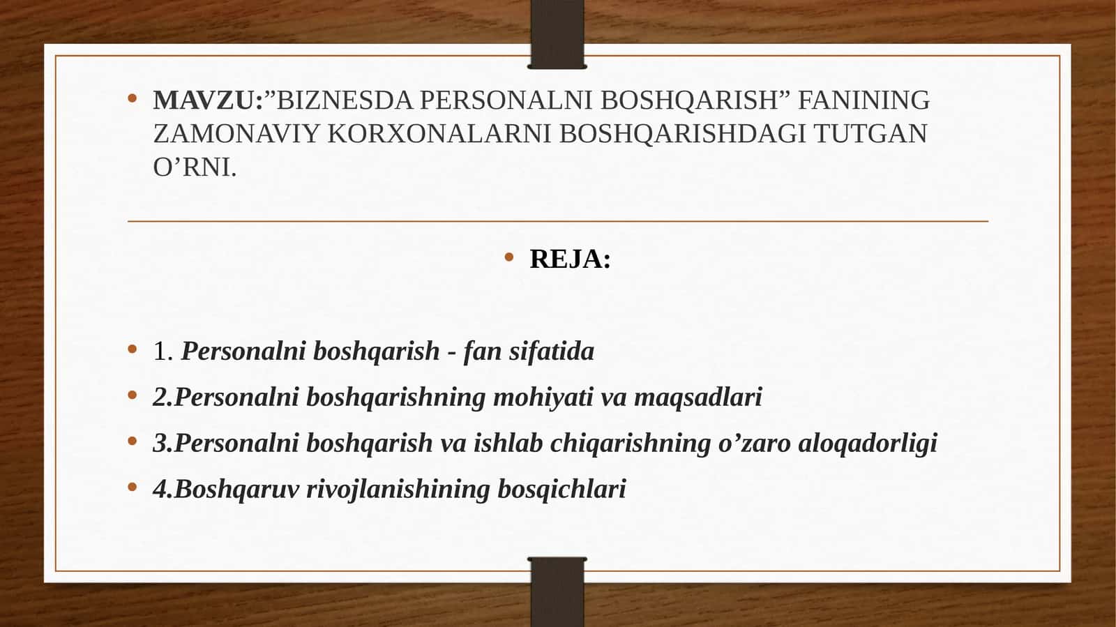 BIZNESDA PERSONALNI BOSHQARISH 1