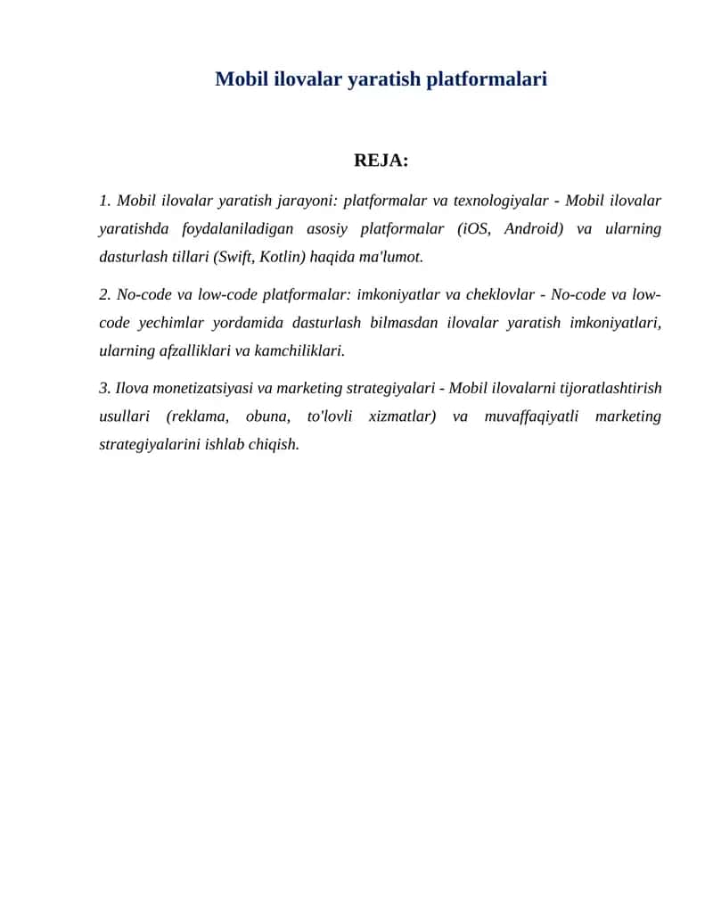 Mobil ilovalar yaratish platformalari 1