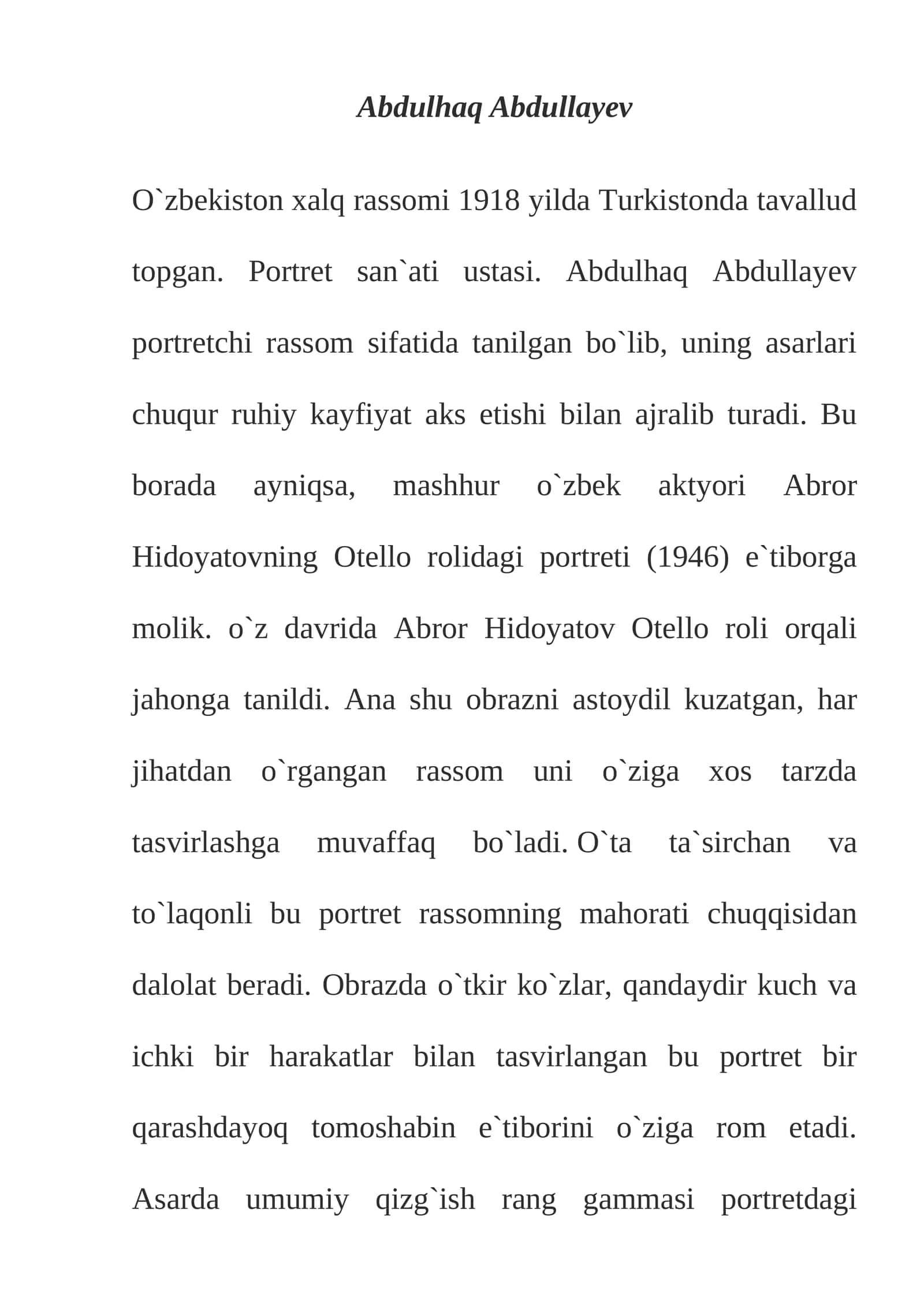 Abdulhaq Abdullayev Portreti 1