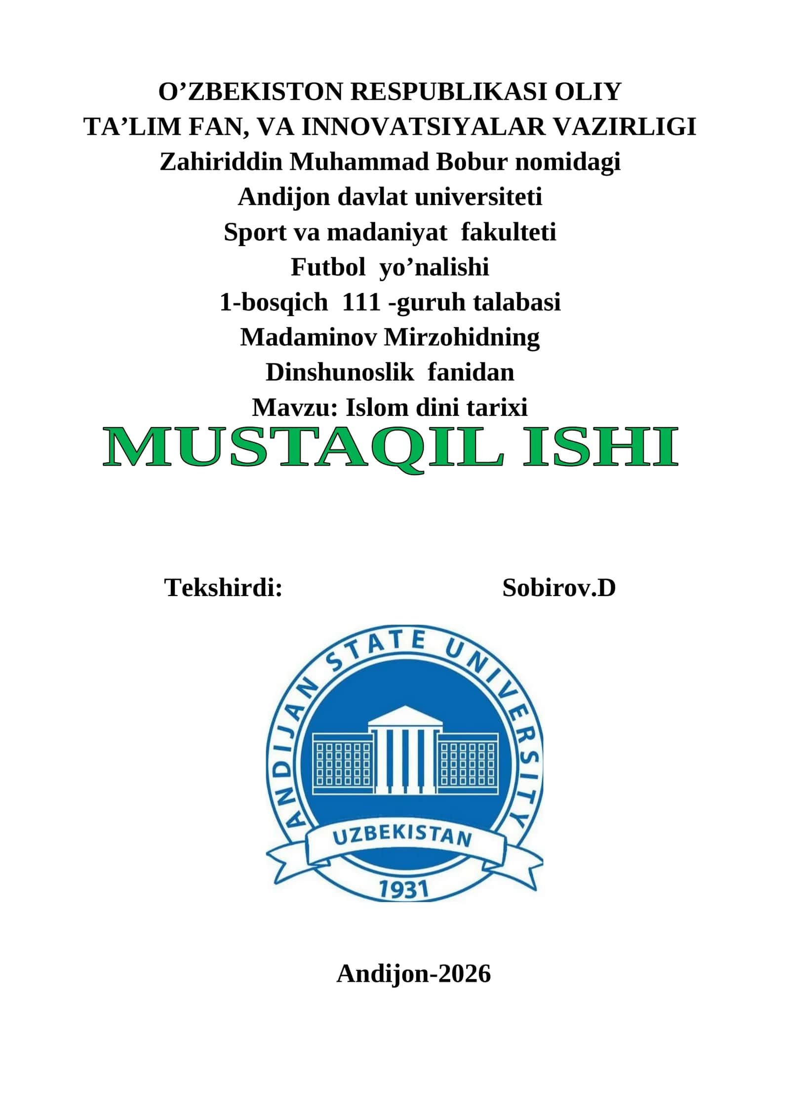 Islom dini tarixi 1