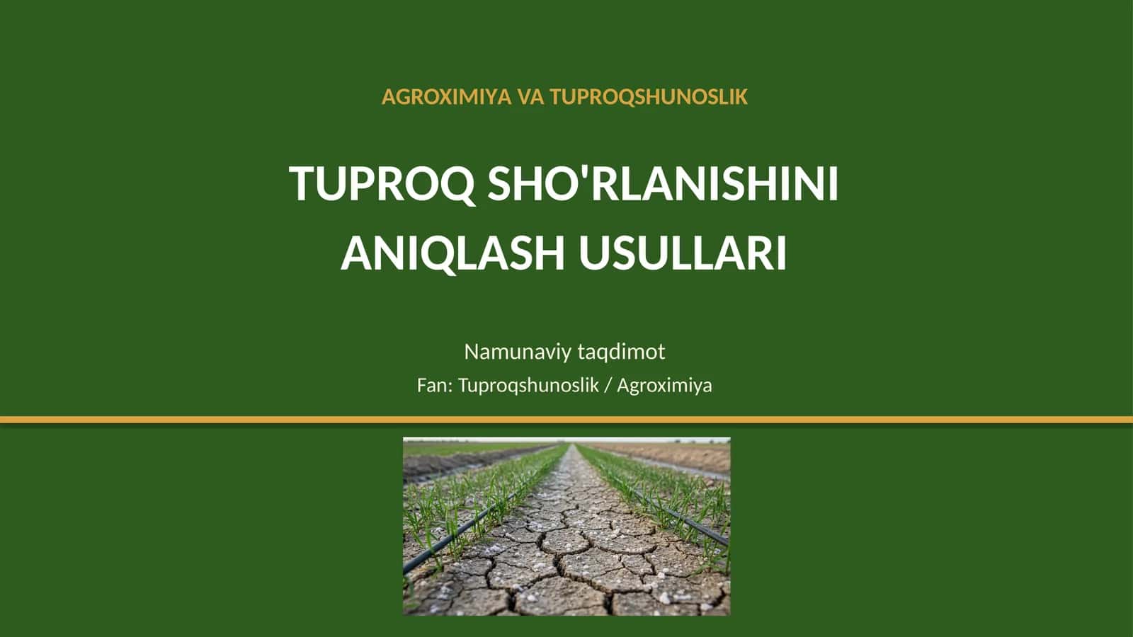 [TUPROQ SHO'RLANISHINI ANIQLASH USULLARI] 1