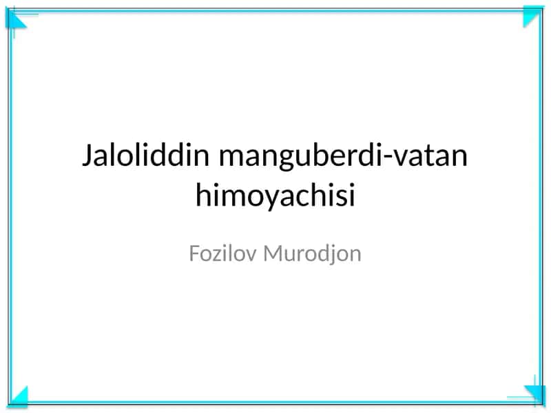 Jaloliddin Manguberdi-vatan Himoyachisi 1