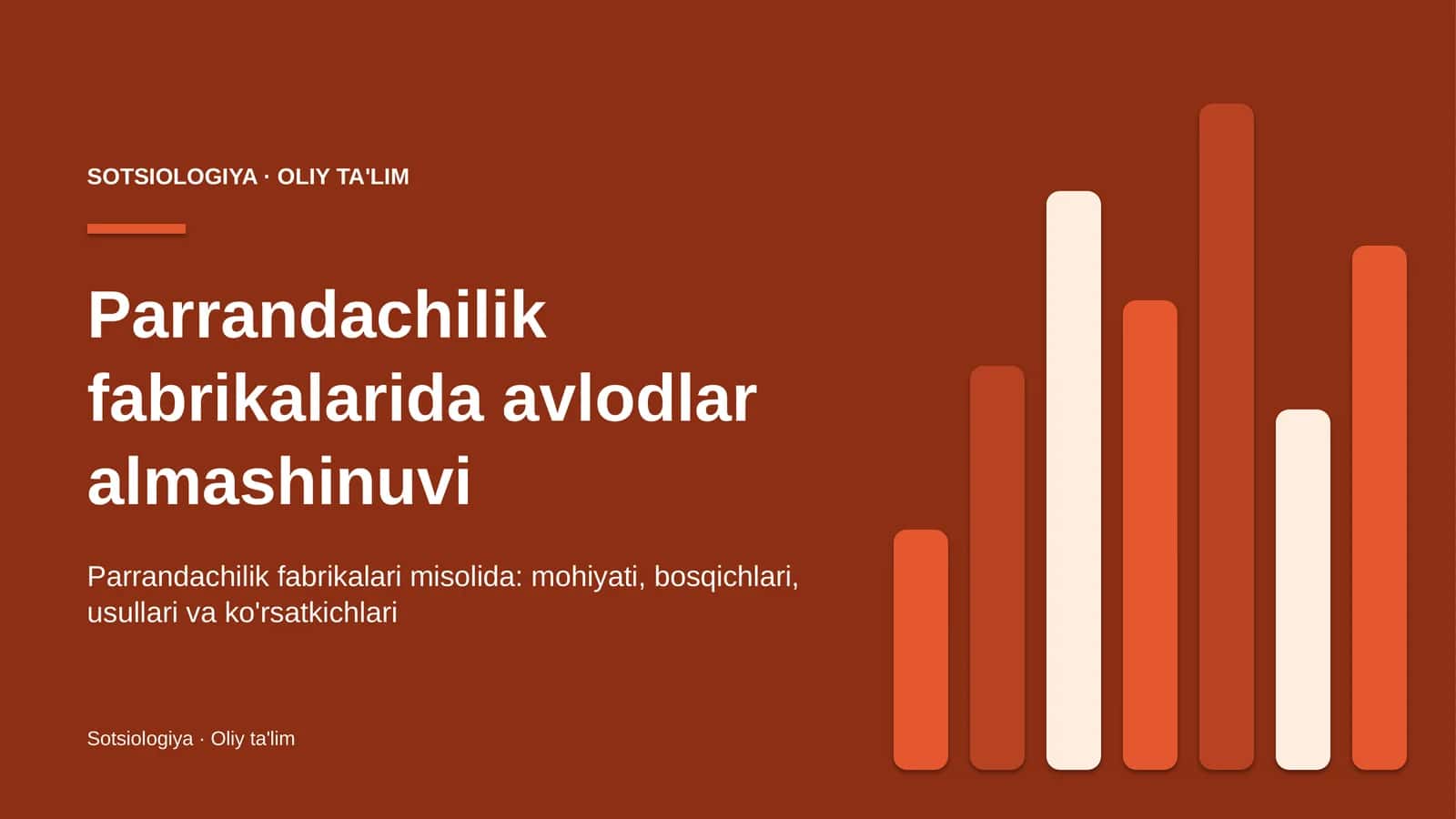 Parrandachilik fabrikalarida avlodlar almashinuvi 1
