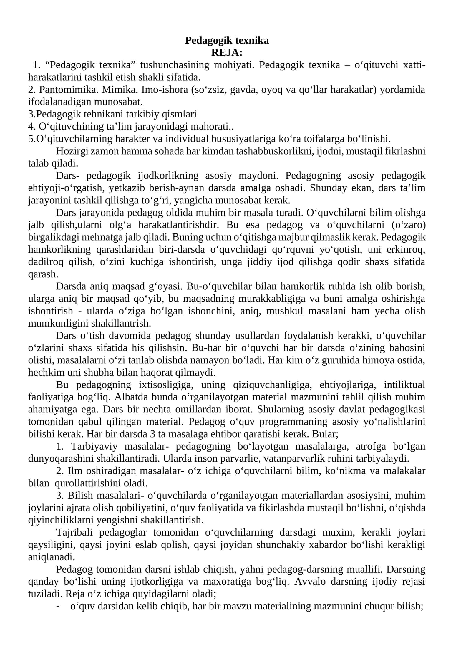 Pedagogik texnika 1