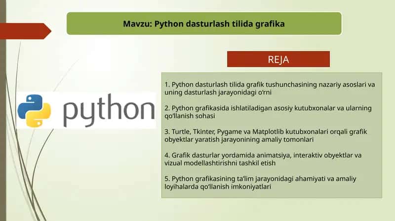 Python dasturlash tilida grafika 1