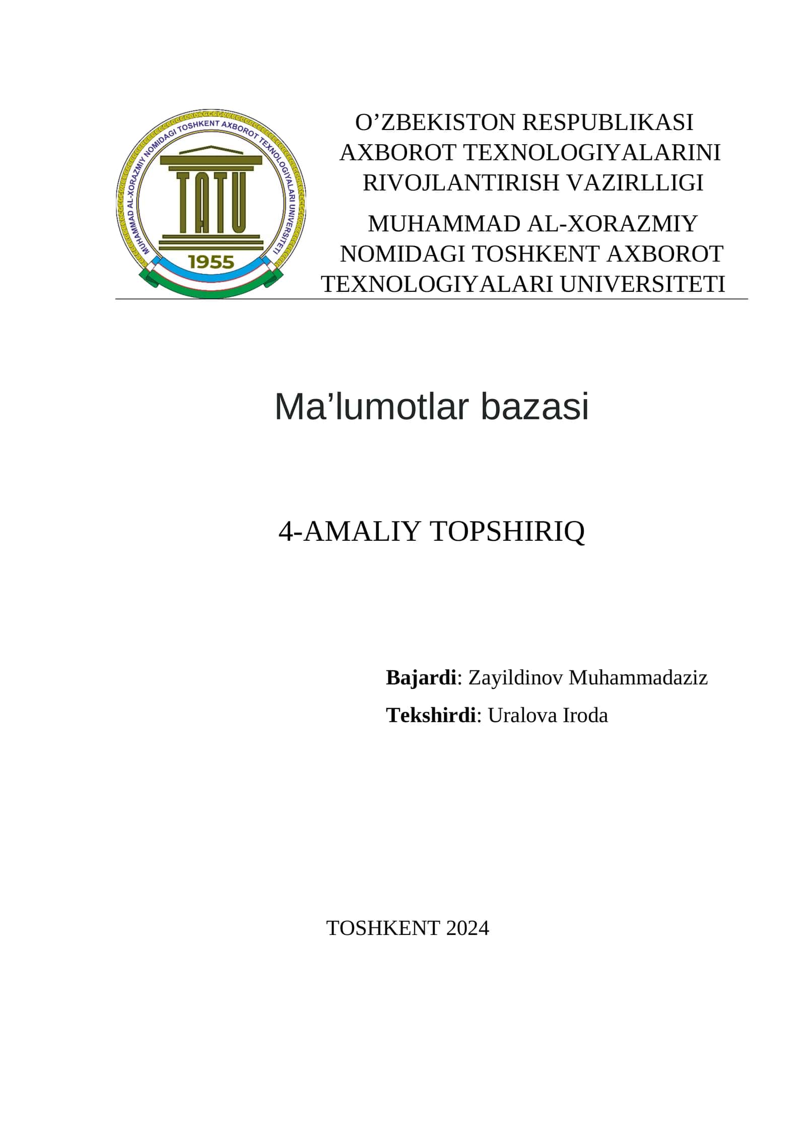Ma’lumotlarni tanlash va ular ustida amallar 1
