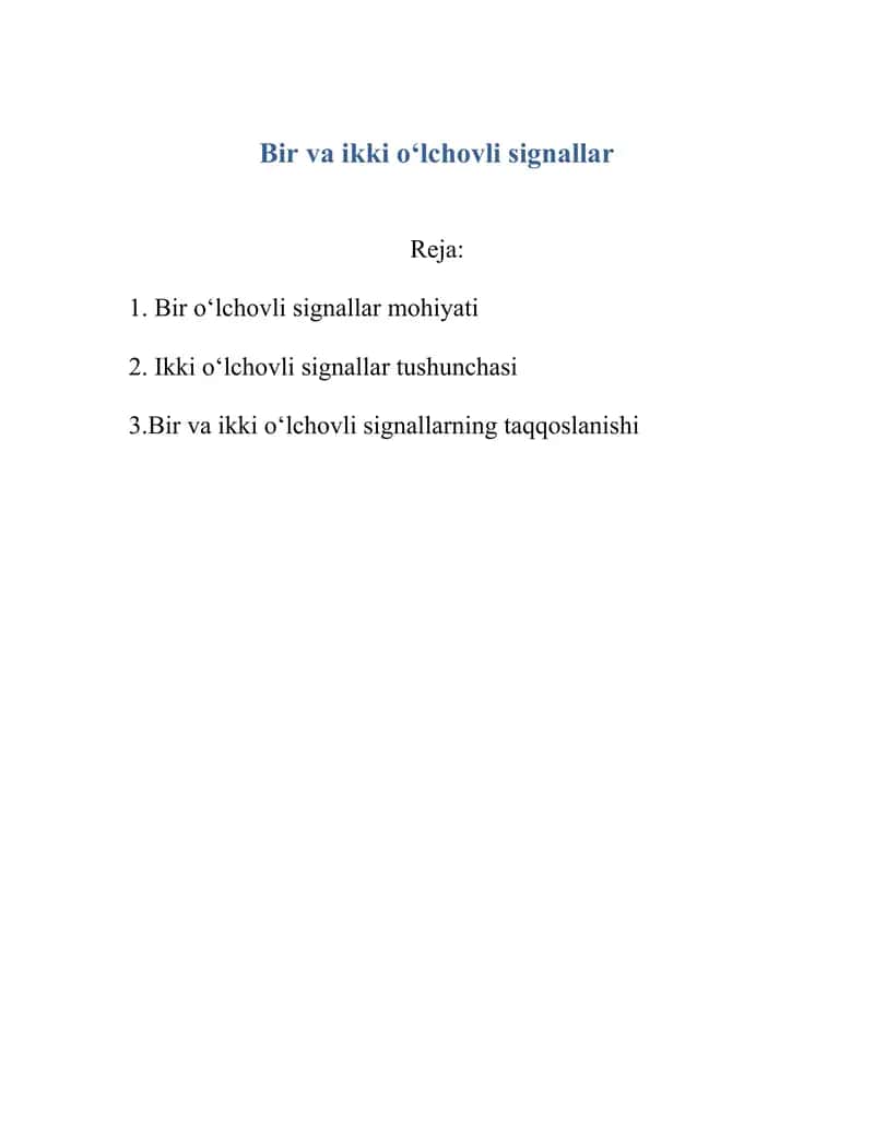 Bir va ikki o‘lchovli signallar 1