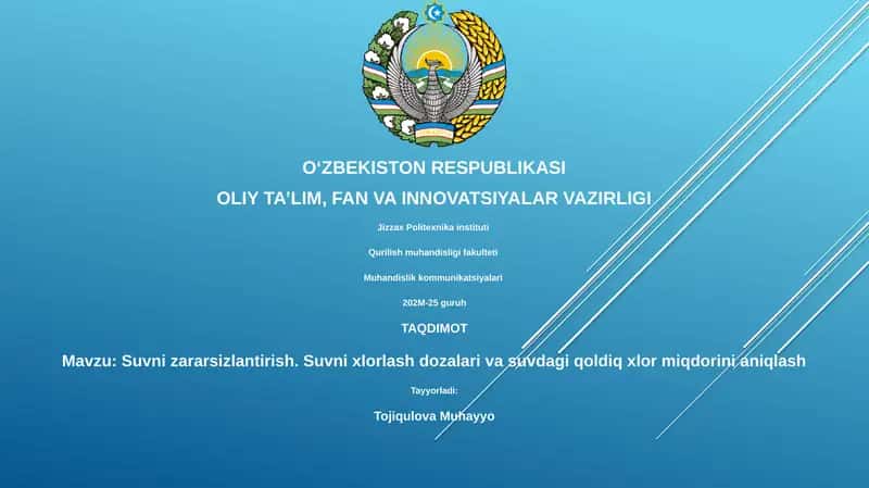 Suvni zararsizlantirish 1