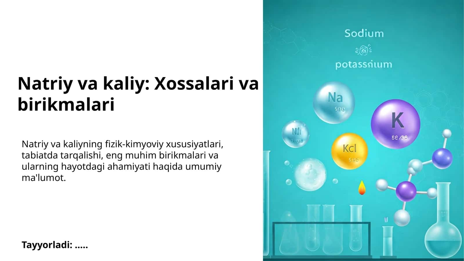 Natriy va kaliy: Xossalari va birikmalari 1