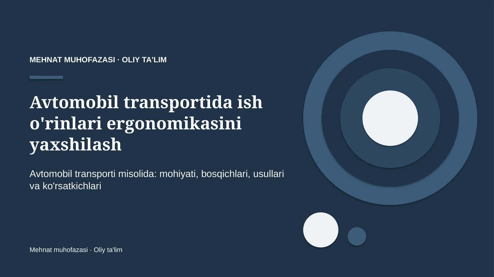 avtomobil transportida ish o'rinlari ergonomikasini yaxshilash 9301 1