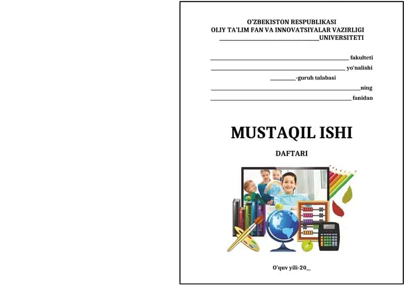 Daftar ustiga mustaqil ishi betligi 1