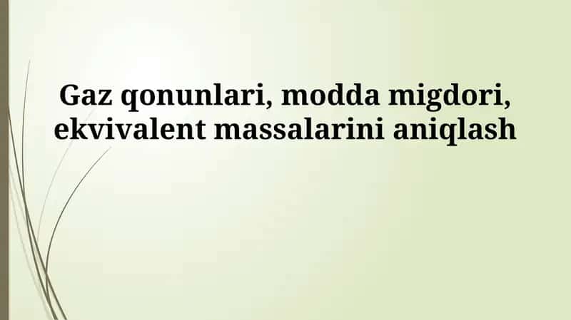Modda miqdori va molyar massa 1
