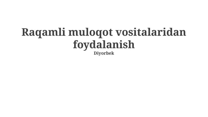 Raqamli aloqa vositalari 1