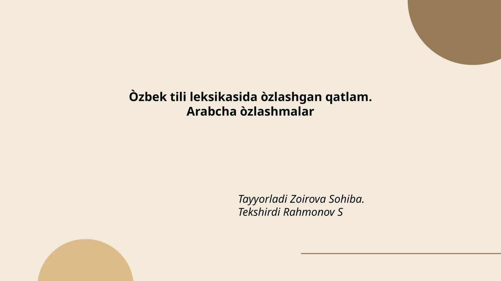 Arabcha Òzlashmalar 1