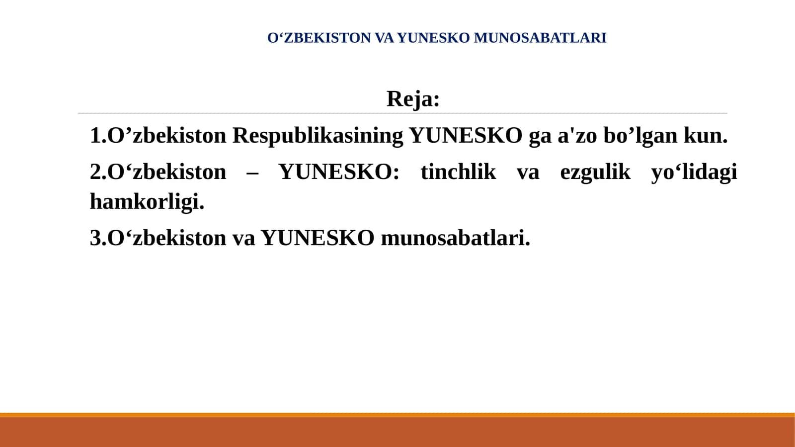 O‘ZBEKISTON VA YUNESKO MUNOSABATLARI 1