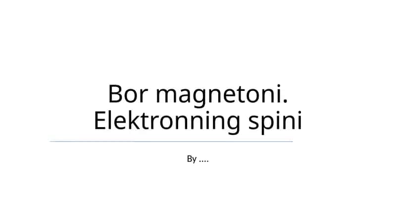 Bor Magnetoni 1