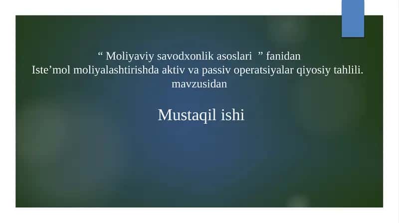 Iste’mol moliyalashtirish 1