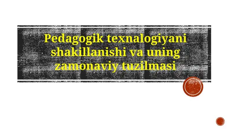 Pedagogik texnalogiya 1