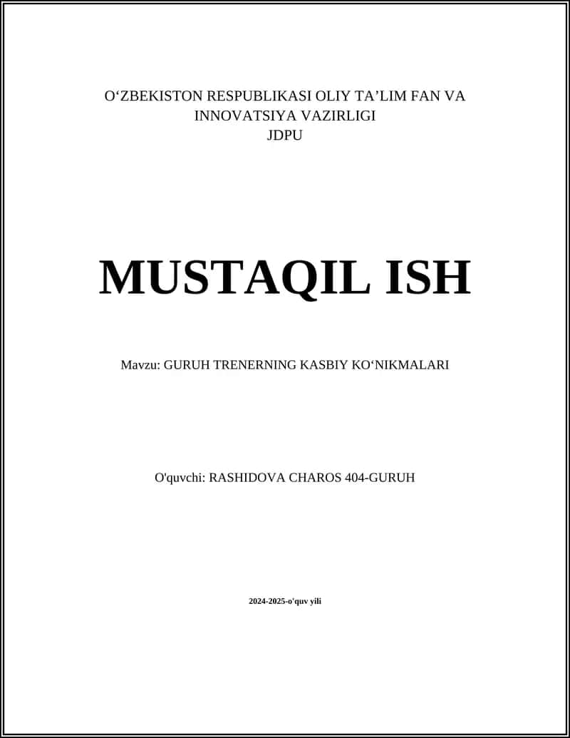 GURUH TRENERNING KASBIY KOʻNIKMALARI 1