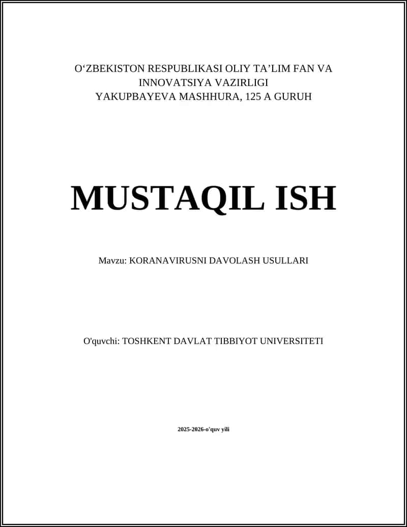 KORONAVIRUSNI DAVOLASH USULLARI 1