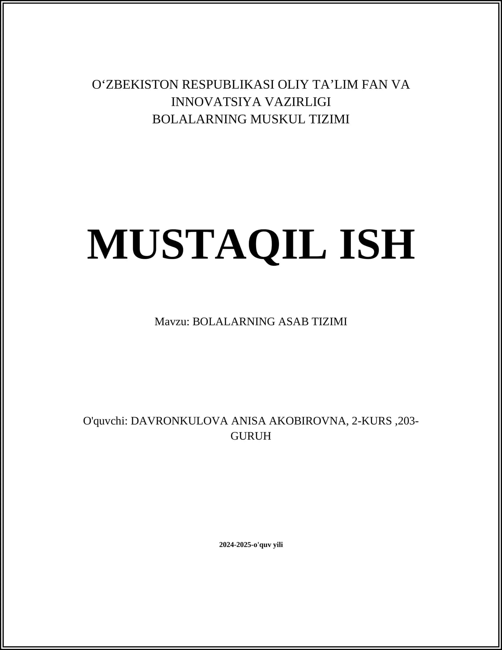 BOLALARNING ASAB TIZIMI 1