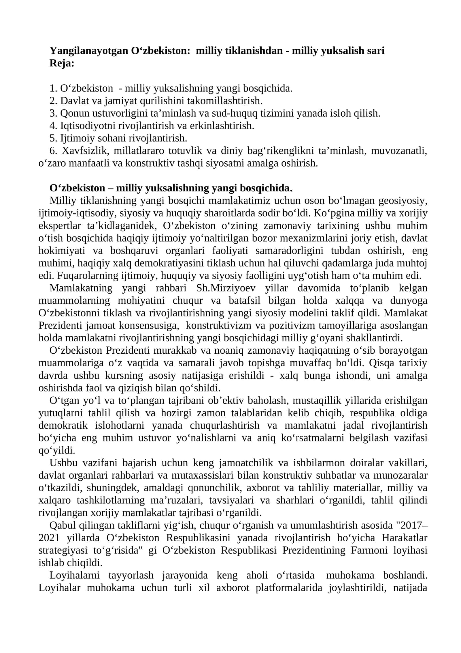 O‘zbekiston: milliy tiklanishdan-milliyyuksalish sari 1