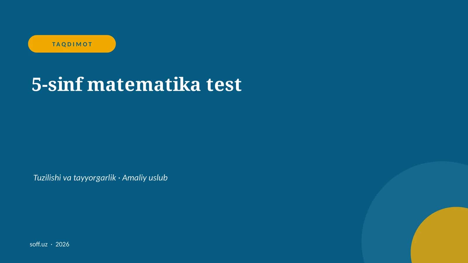 5-sinf matematika test 1