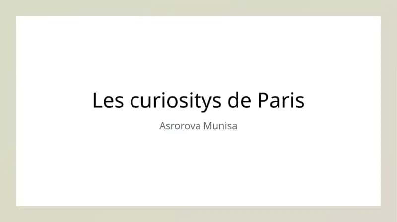 Les curiositys de Paris 1