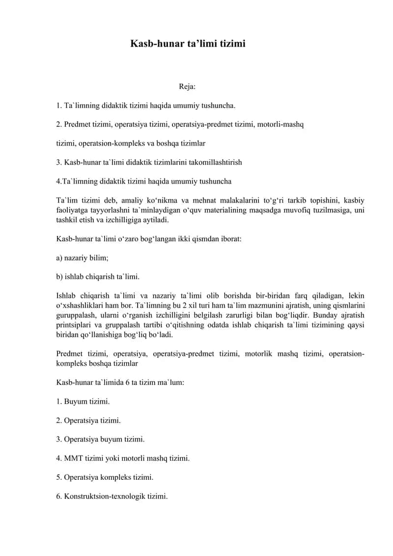 Kasb-hunar ta'limi tizimi 1