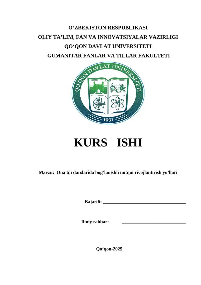 Ona tili darslarida bog’lanishli nutqni rivojlantirish yo’llari 1