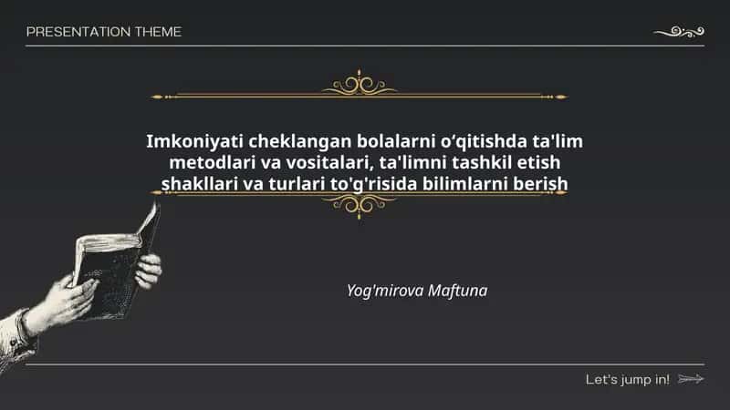 Imkoniyati cheklangan bolalarni oʻqitishda ta'lim metodlari va vositalari, ta'limni tashkil etish shakllari va turlari to'g'risida bilimlarni berish 1