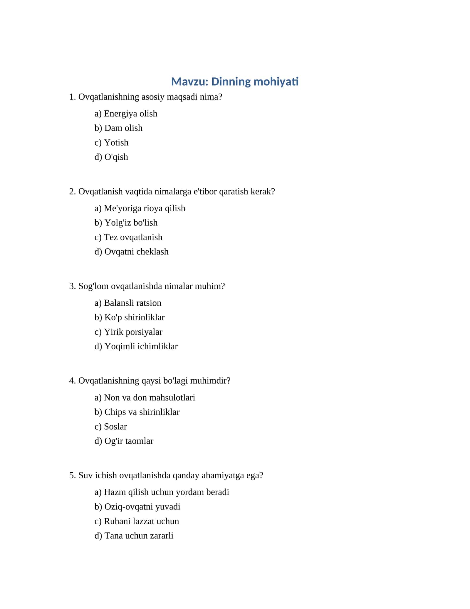 Dinning mohiyati 1