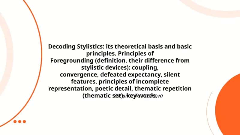 Decoding Stylistics 1
