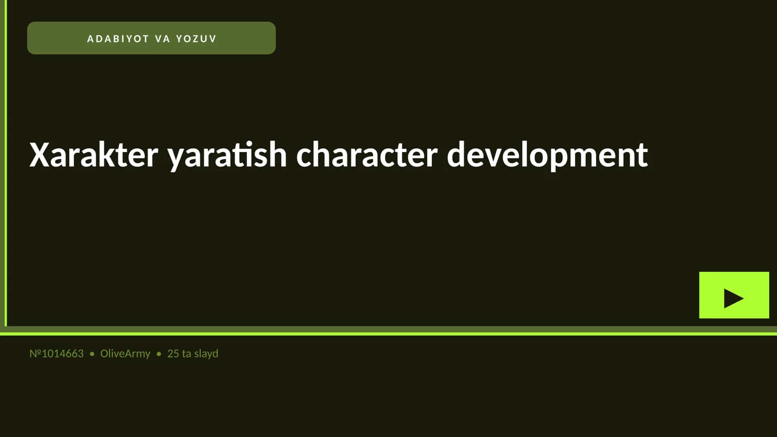 Xarakter yaratish character development 1