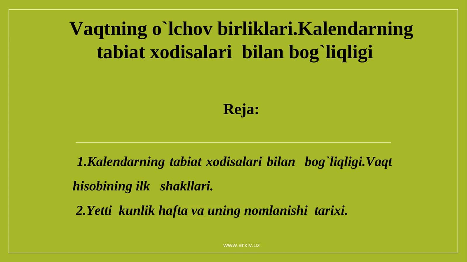 Vaqtning о`lchov birliklari 1