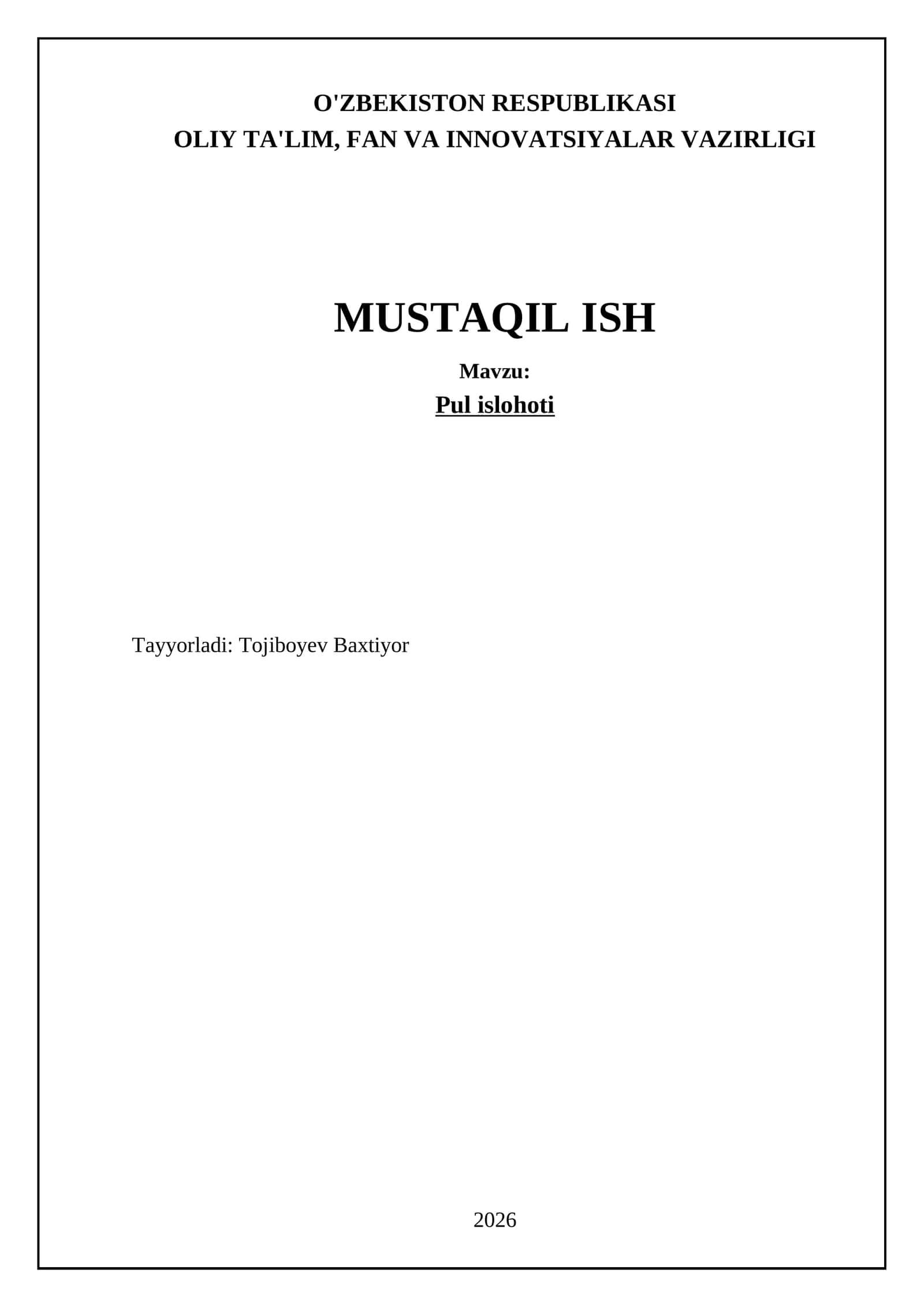 Pul islohoti 1