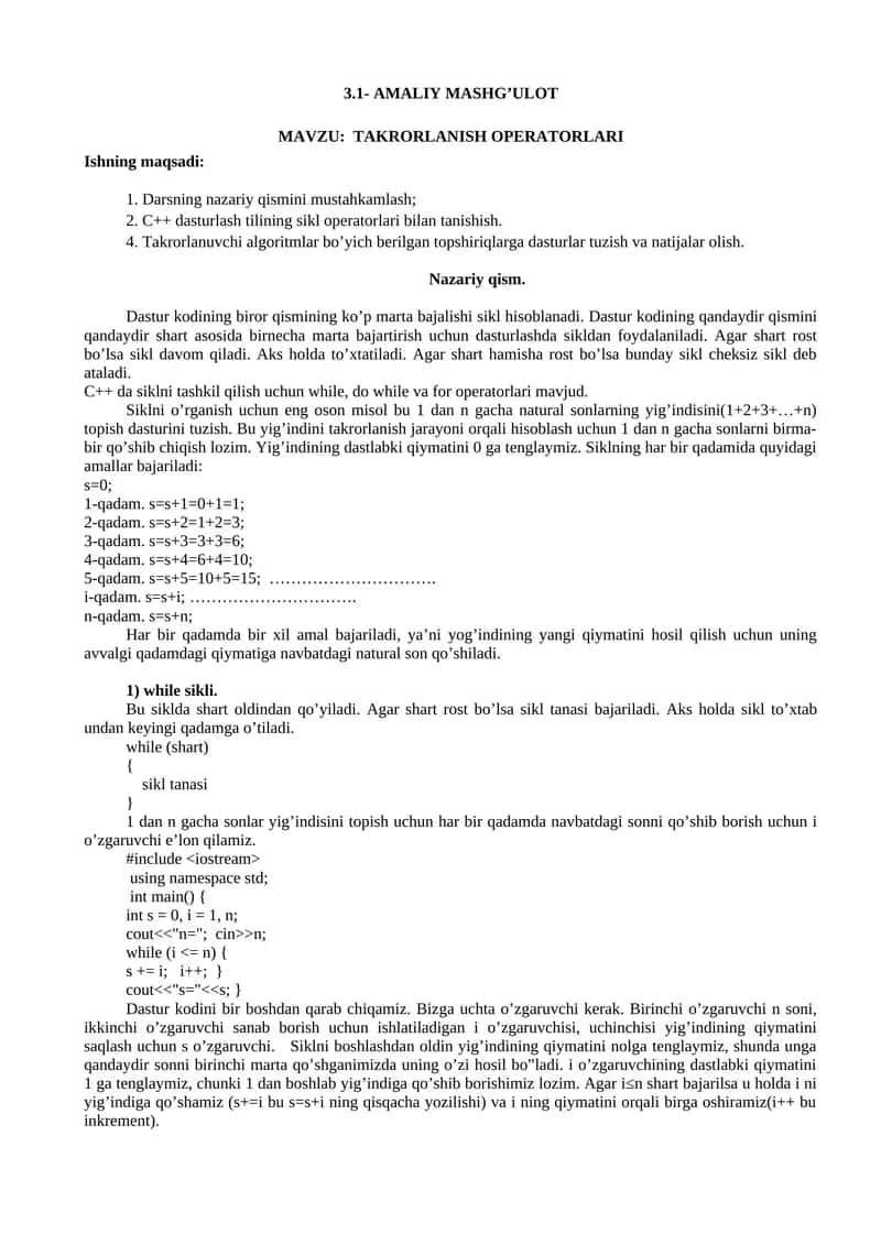 TAKRORLANISH OPERATORLARI 1
